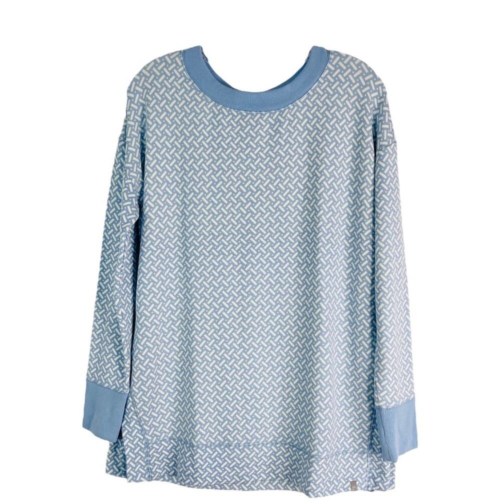 Talbots blue white loungewear activewear lightweight sweatshirt medium